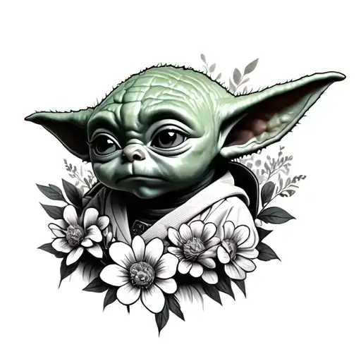 Baby Yoda With Flowers