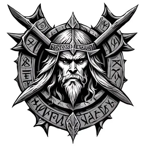Till Valhalla With Norse Runes Spelling