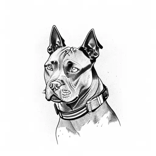 Black Pitbull With Red Collar