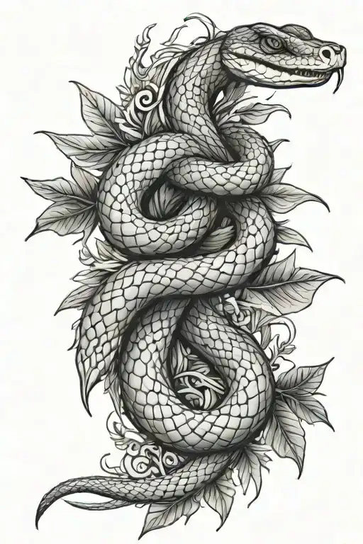 Snake And Leaves
