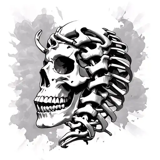 Skull With Spinal Column Intertwined