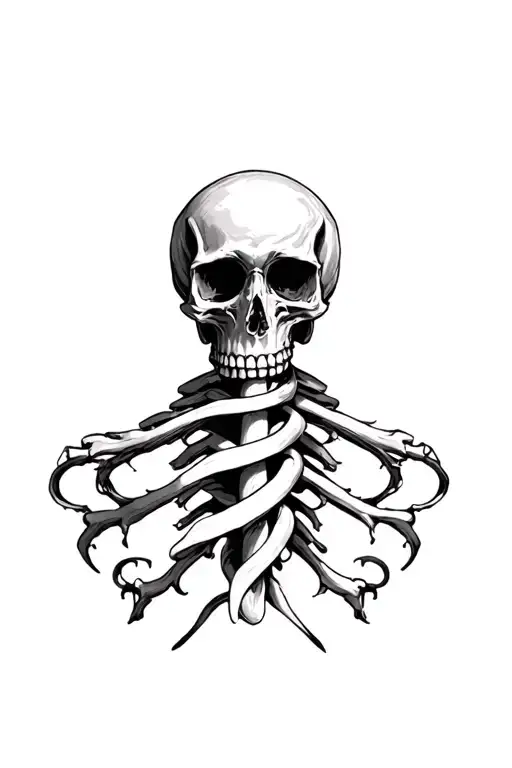 Skull With Spinal Column Intertwined