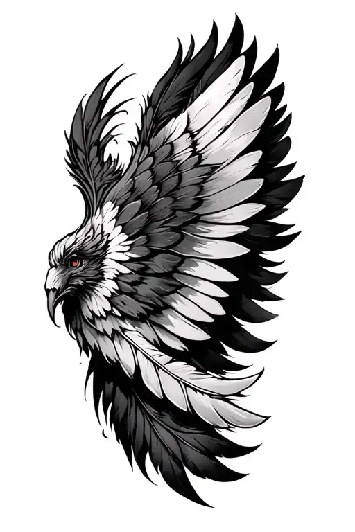 Feathered Wing From Shoulder To Upper Arm