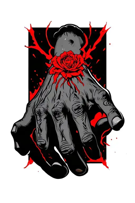 Red Tattoo For The Fingers Male