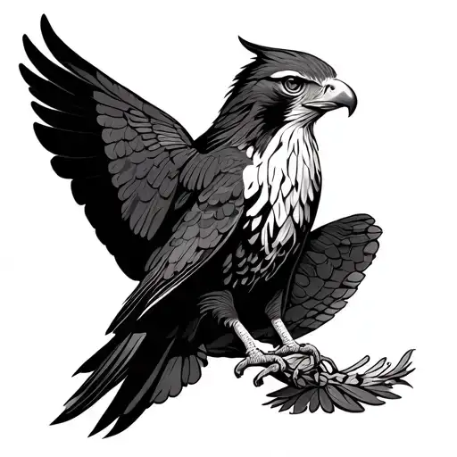 Bird Falcon Outline Drawn