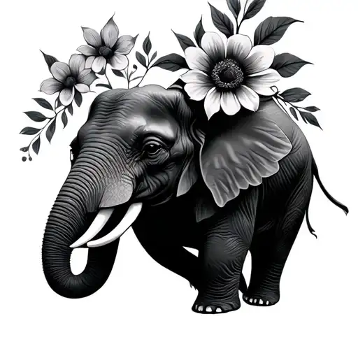 Elephant With Flowers