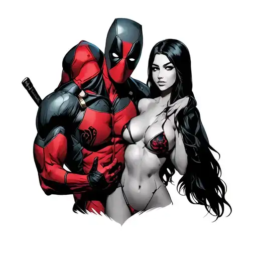 Deadpool Holding Womans Breast
