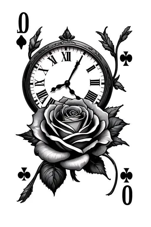 Clock And Rose Ace Card