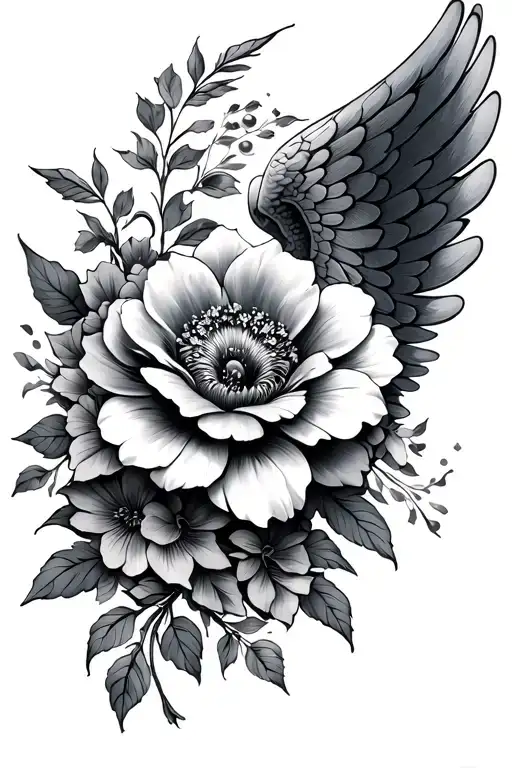 Flower And Angel Wing