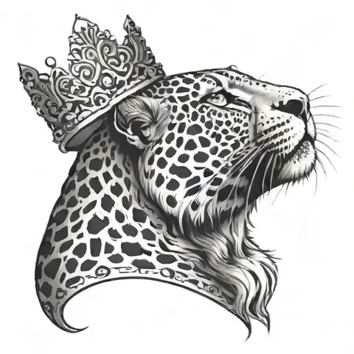 A Black Leopard Looking Down With Dignity While Wearing A Crown