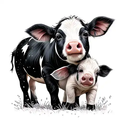 Baby Pig And Cow Sparkles