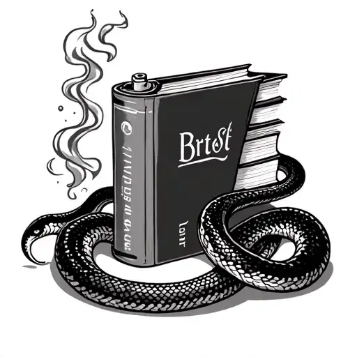 Battery Of 4 A5 Pounds With A Snake That Surrounds The Books And Smoke Around