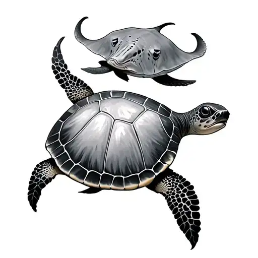 3 Banana Orhcid And Sea Turtle And Stingray Swimming