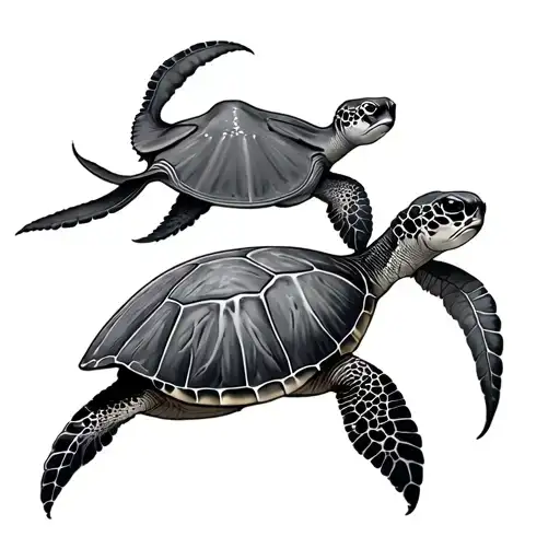 3 Banana Orhcid And Sea Turtle And Stingray Swimming