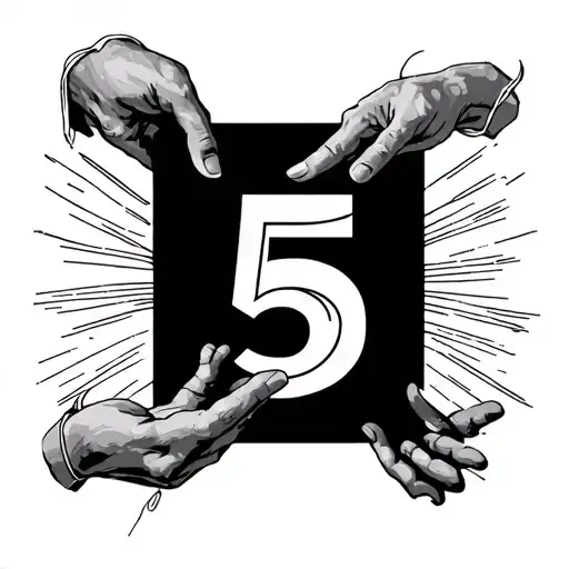 Creation Of Adam Hands With A Number 5 In The Background