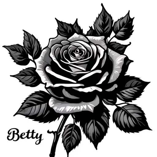 Rose With Leaves Only And Name Betty