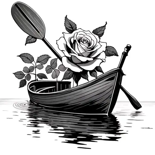 Paddle From A Boat With A Rose