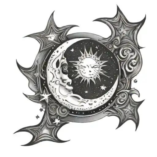 Moon Surrounded By Stars