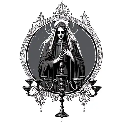 Gothic Cathidral With An Old Candelabra