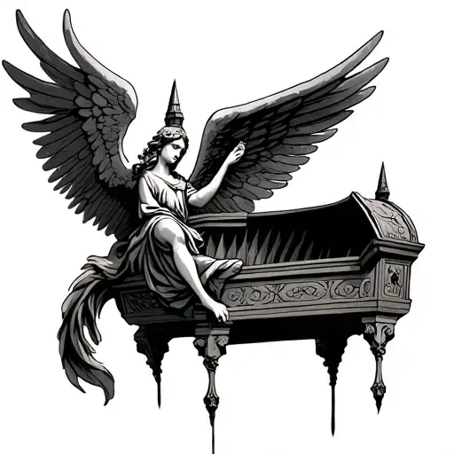 Inside Of Gothic Cathidral With An Ark Angel Floating