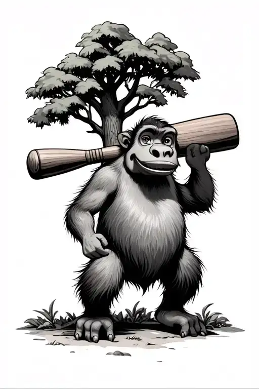 Sid From A Cartoon Movie Ice Age Carrying A Life Of Tree Like A Baseball Bat
