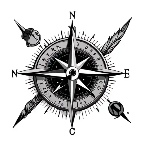 Compass Surrounded By Various