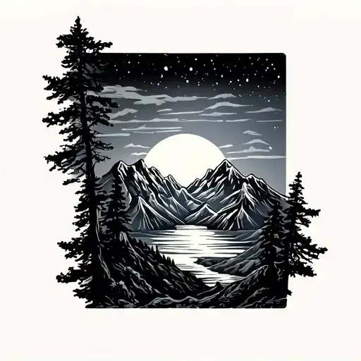 Upper Arm Sunset Mountains Across