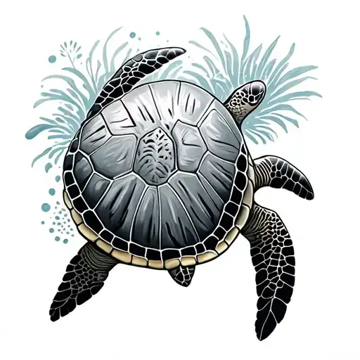 Sea Turtle With Maui In The Middle Of The