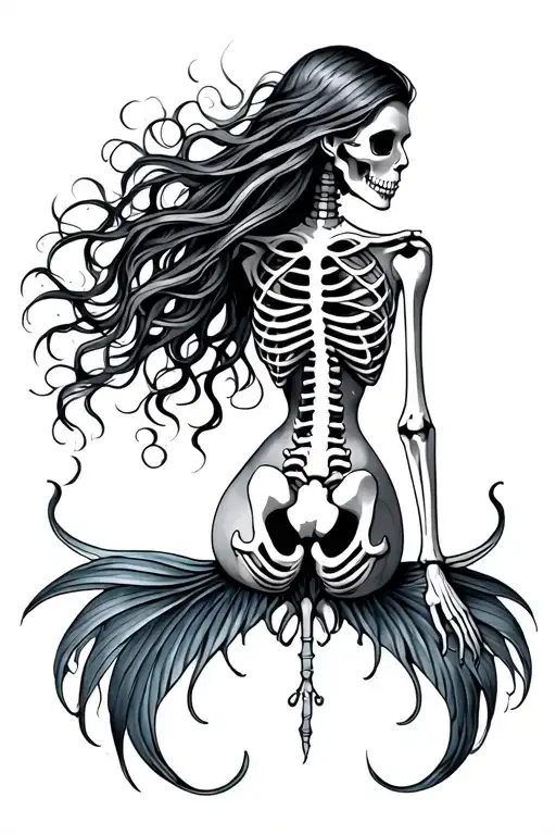 Mermaid Skeleton Back Piece