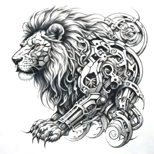 Lion With Cybernetic Enhancements