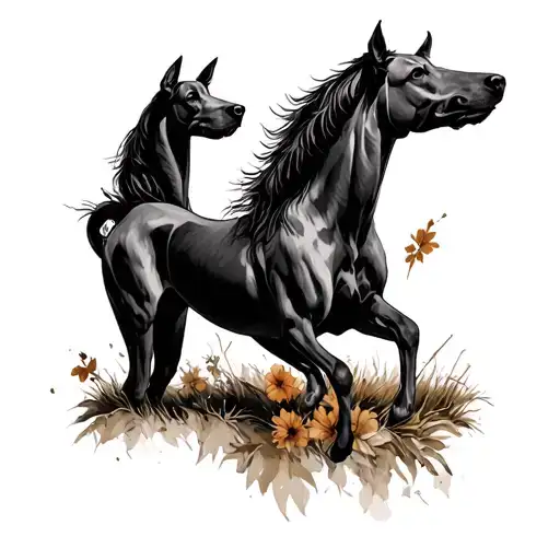 Hunting Back Piece With Borzois Greyhounds And Horses