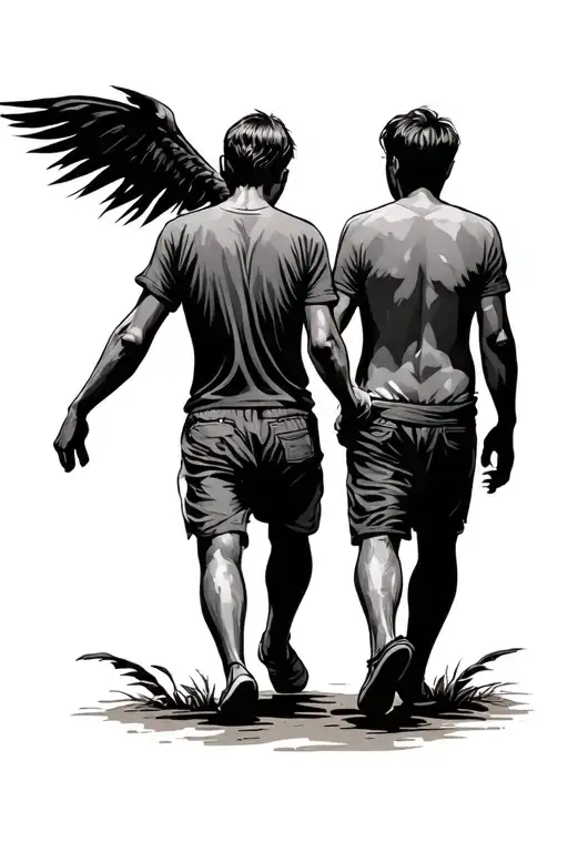 Son And Father Walking Hand In Hand