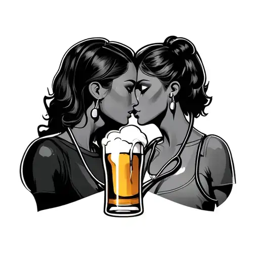 Beer And Stethoscope Friends Entwined Minimalist
