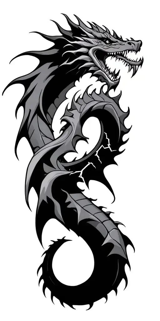 Lightning Going Throughout Dragon Curving Stem