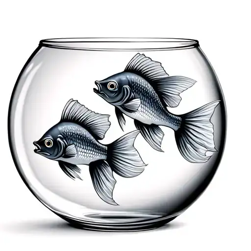 Two Fish Swimming In A Fish Bowl