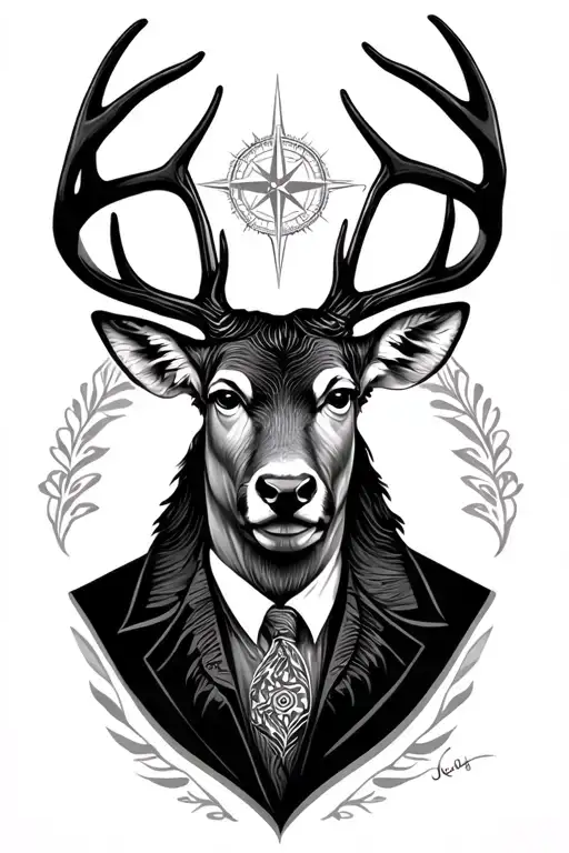 Stag Mandela With Compass