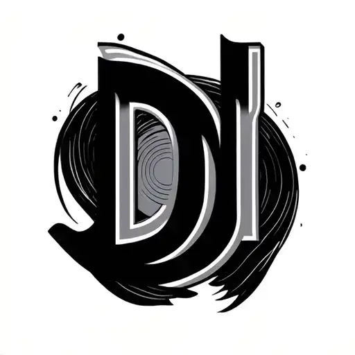 Fine Line Name Initials Dj