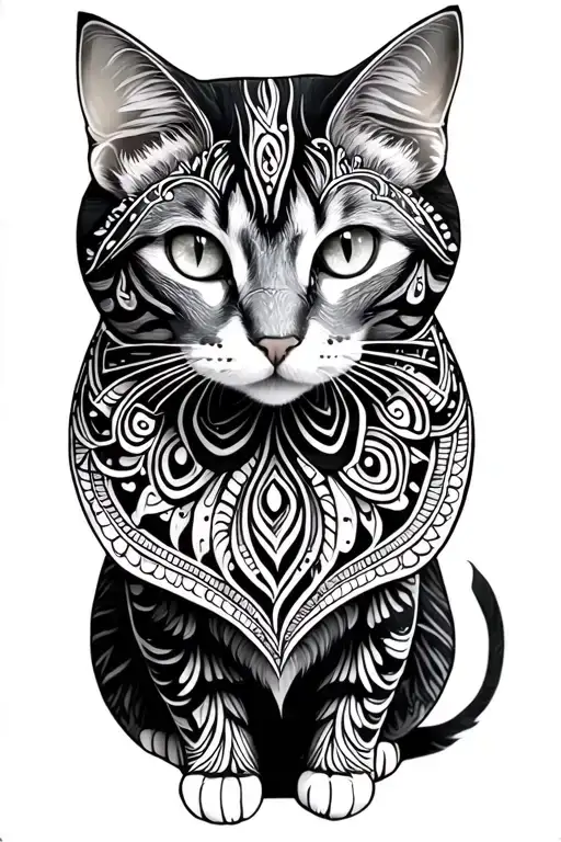 Cat Mandala Colorless Medium Size