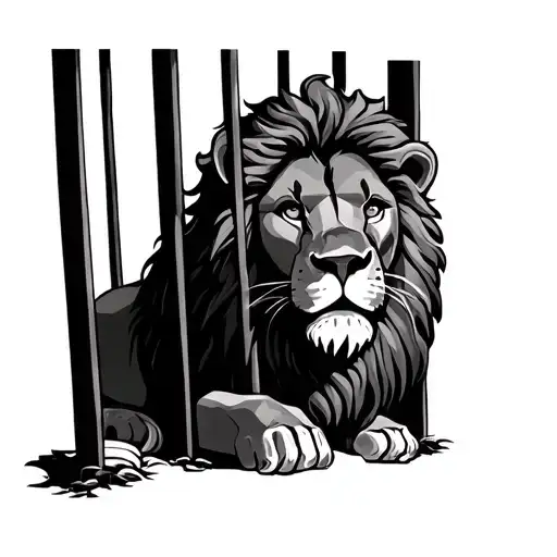 Lion Behind Bars