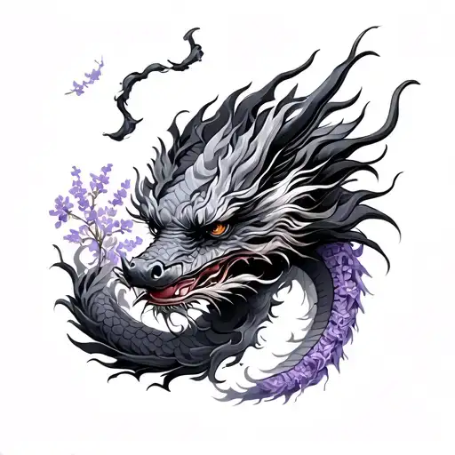 Chinese Dragon With Lavendar