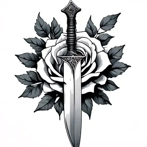 Knife With A Rose Around It