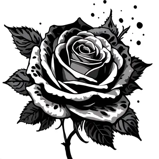 Black Rose With Cheetah Print Around