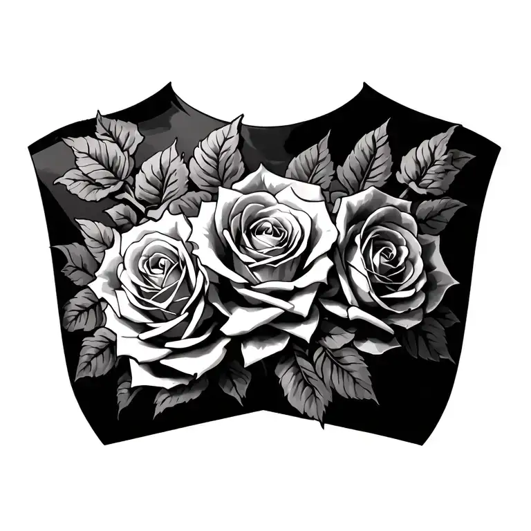 Gothic Chest Tattoo That Goes Down Into Sternum And Up Towards Shoulder With Roses