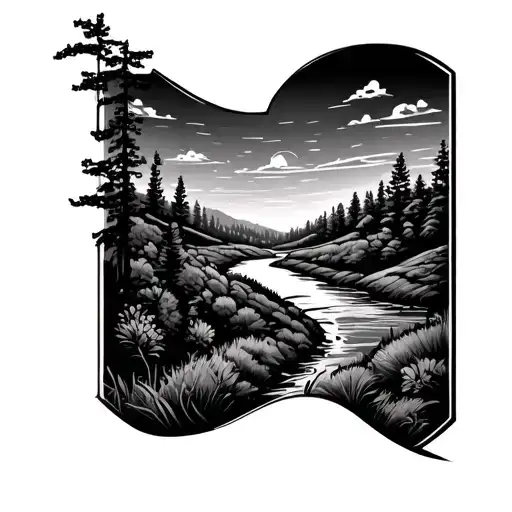 Hill Country Landscape Tattoo Featuring