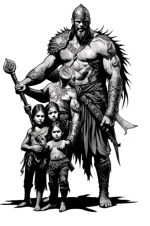 Warrior And Family
