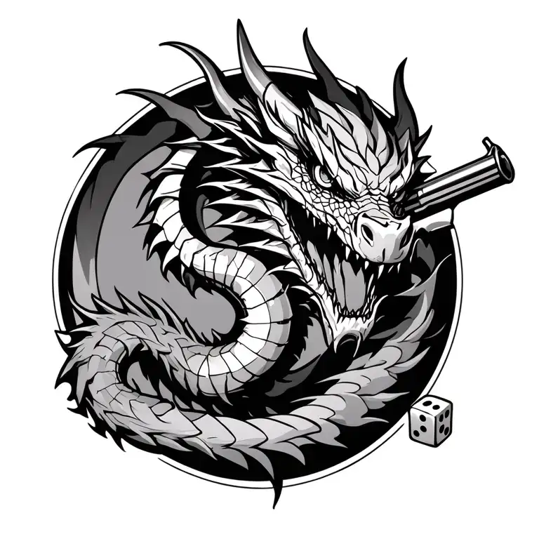 Dragon With Gun And Dice