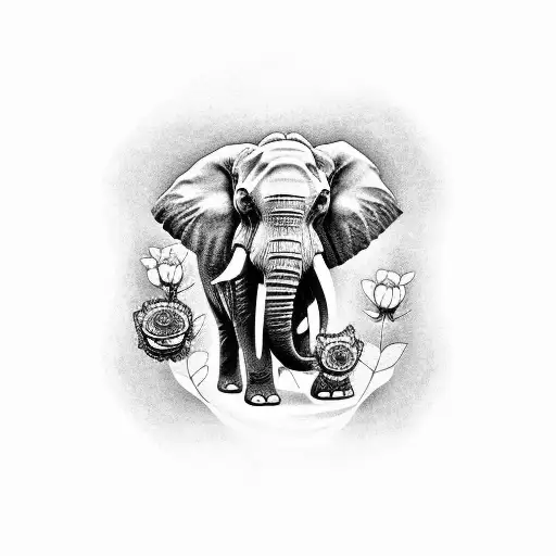 Elephant With Flower