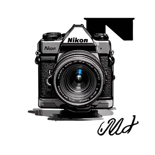Nikon F Camera As Line Art From The Front
