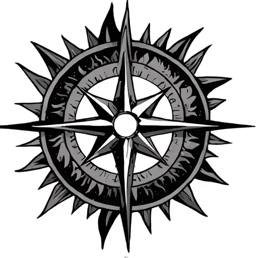 Myan Sun Compass Rose Surrounded