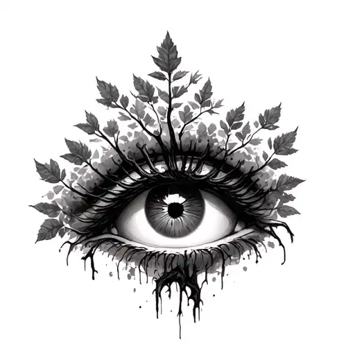 An Eye At The Bottom Of A Tree Growing Trees With Leafs